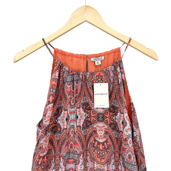 New LUCKY BRAND Dress Kaye Paisley Halter with Pockets - Picture 3 of 8